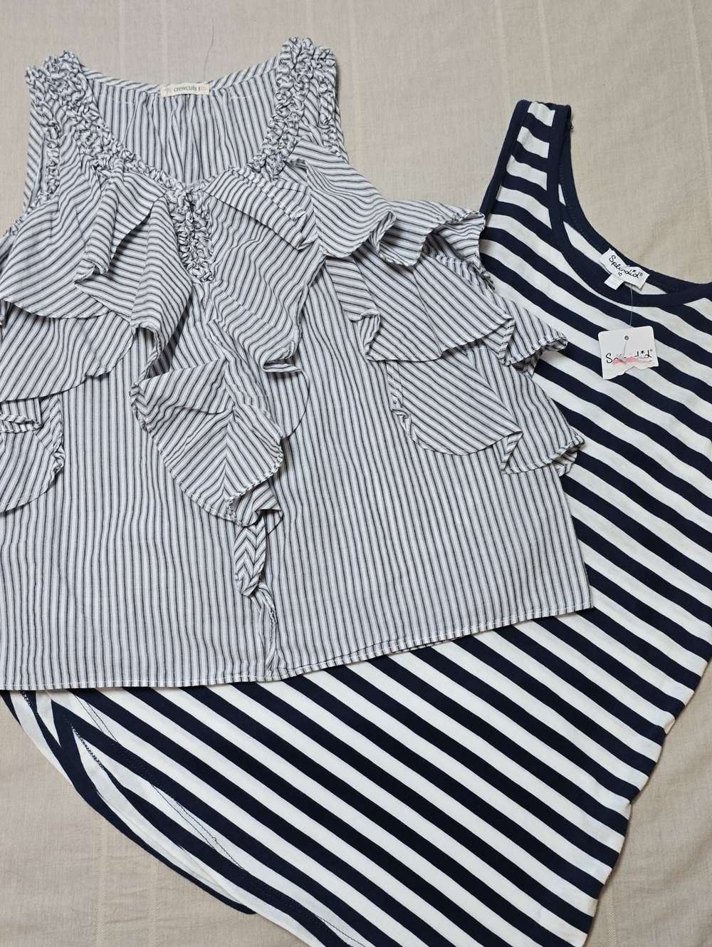 Lot of 2 Sleeveless Striped Tops:  Crewuts and Splendid (NWT) Girls Size 10